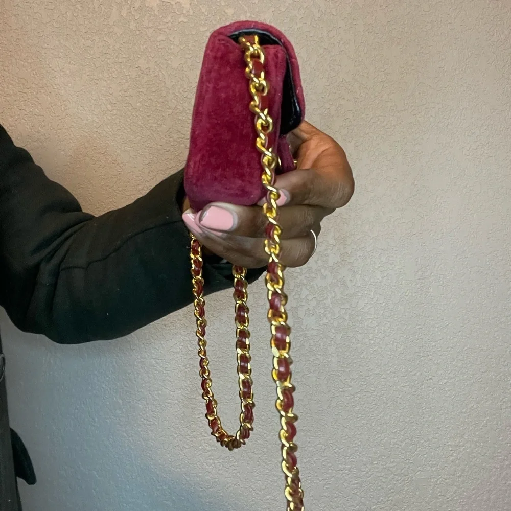 Rare Vintage Chanel Nano Velvet Flap Bag - Picture 9 of 12